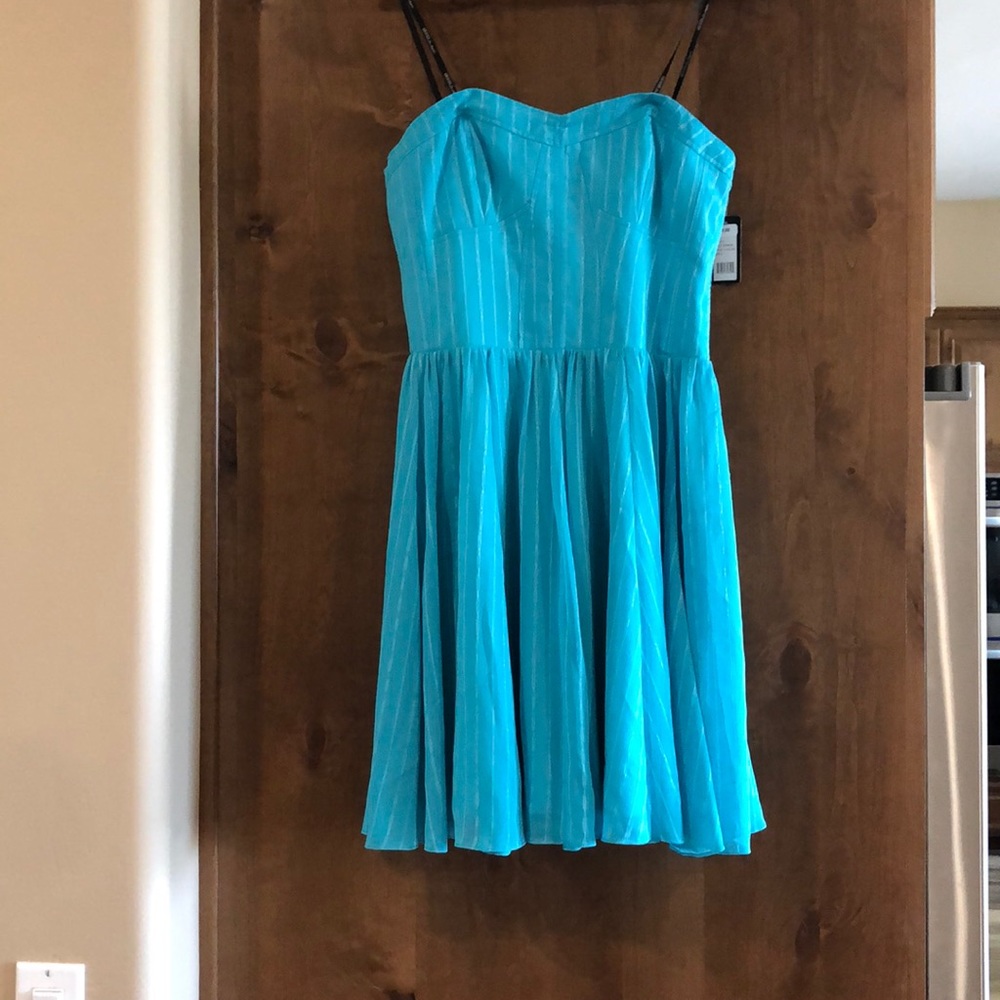 Light teal strapless dress